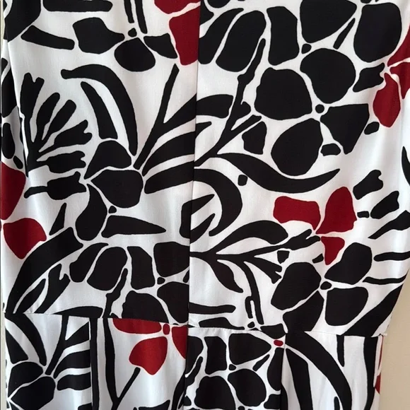 Jones Studio Floral Sleeveless Dress - Black, White, and Maroon - Picture 4 of 14
